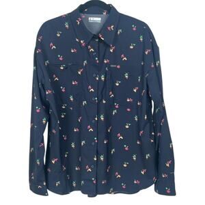 Columbia Women's XL Silver Ridge Utility Blue Patterned Gecko Long Sleeve Shirt